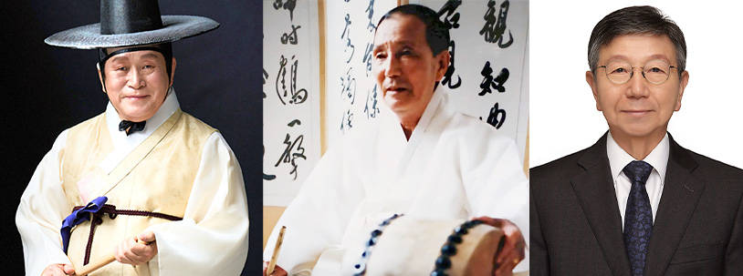 [보도자료 사진] 국가무형유산 고법 전승교육사 정회천, 일산 김명환 명고, 국문학자 정병헌.jpg